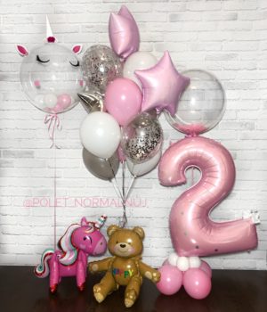 Букет шариков и фольгированная фигура на день рождения 2 года – «Подружки»