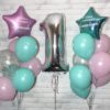 Набор шаров на день рождения девочки 1 год – «Розовая бирюза»