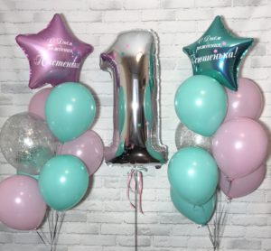 Набор шаров на день рождения девочки «Розовая бирюза»