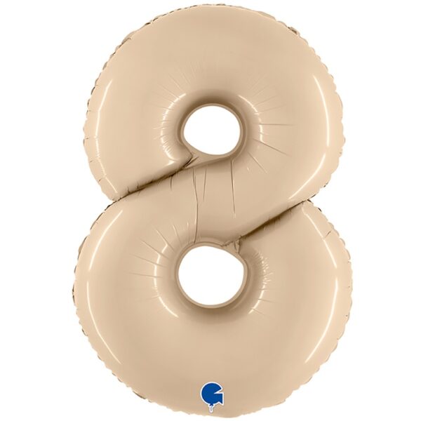 Фольгированный шар для оформления праздника «Цифра 8», Кремовый 102 см