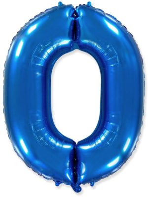 Воздушный шар для украшения праздника «Цифра 0», синий 102 см