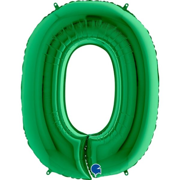 Воздушный шар для украшения праздника «Цифра 0», зеленый 102 см