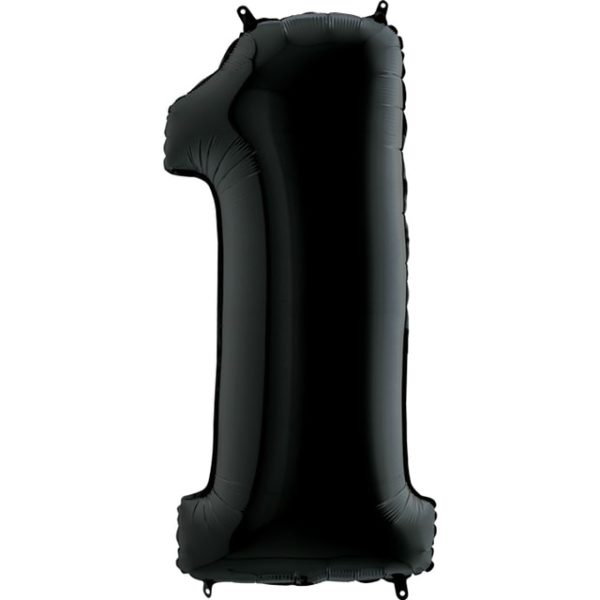 Надувной шар для оформления праздника «Цифра 1», черный 102 см