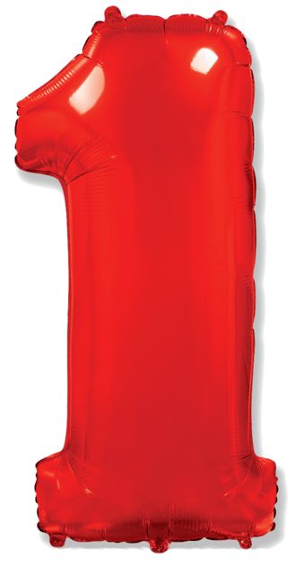 Надувной шар для оформления праздника «Цифра 1», красный 102 см