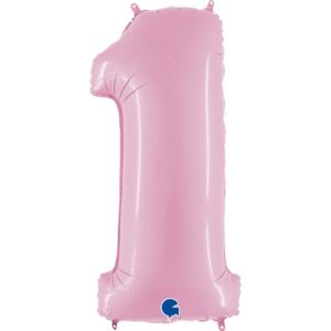 Надувной шар для оформления праздника «Цифра 1», розовый 102 см