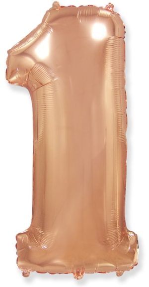 Надувной шар для оформления праздника «Цифра 1», розовое золото 102 см