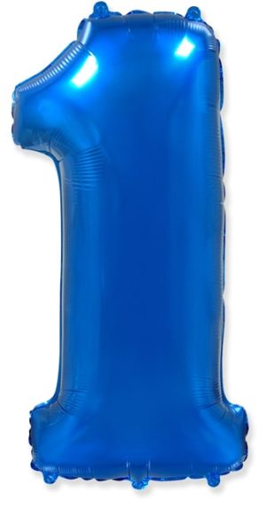 Надувной шар для оформления праздника «Цифра 1», синий 102 см