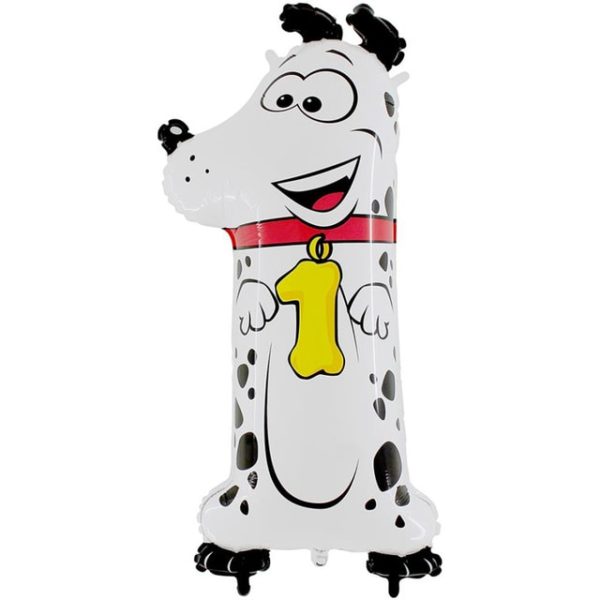 Воздушный шар-цифра на день рождения «Цифра 1», собака-далматинец, 102 см