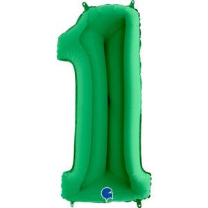 Надувной шар для оформления праздника «Цифра 1», зеленый 102 см