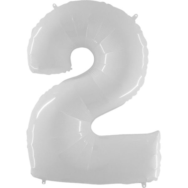 Фольгированный шар на праздник детям и взрослым «Цифра 2», белый 102 см