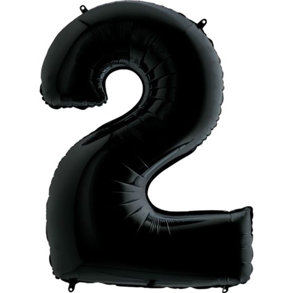 Фольгированный шар на праздник детям и взрослым «Цифра 2», черный 102 см