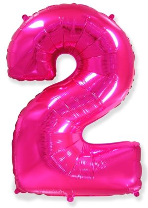 Фольгированный шар на праздник детям и взрослым «Цифра 2»,фуше 102 см
