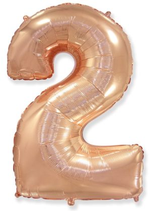 Фольгированный шар на праздник детям и взрослым «Цифра 2», розовое золото 102 см