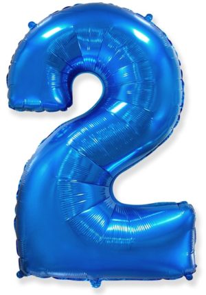 Фольгированный шар на праздник детям и взрослым «Цифра 2», синий 102 см