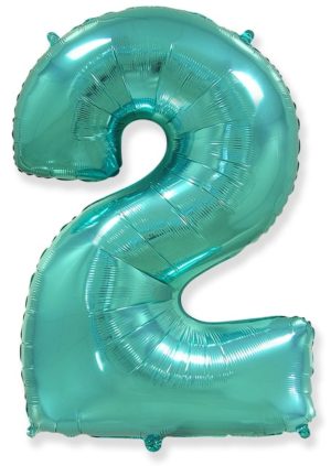 Фольгированный шар на праздник детям и взрослым «Цифра 2», тиффани 102 см