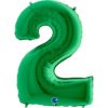 Фольгированный шар на праздник детям и взрослым «Цифра 2», зеленый 102 см