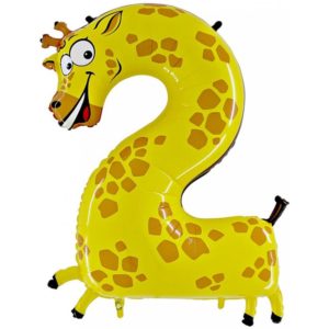 Гелиевый шар-цифра «2» жираф, 102 см