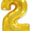 Фольгированный шарик на праздник детям и взрослым «Цифра 2», золото 102 см