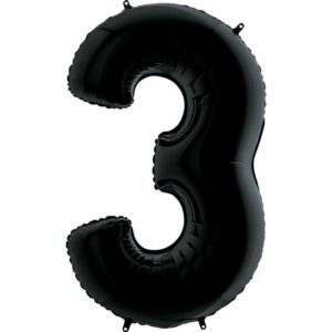 Надувной шар на праздник детям и взрослым «Цифра 3», черный 102 см