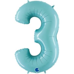 Надувной шарик на праздник детям и взрослым «Цифра 3», голубой 102 см