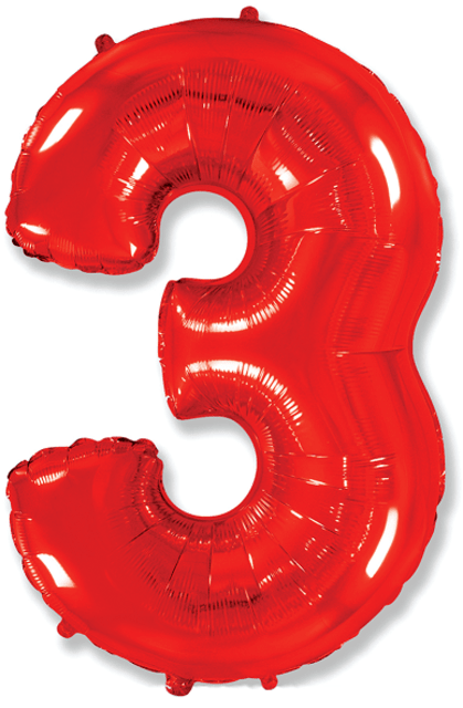 Надувной шар на праздник детям и взрослым «Цифра 3», красный 102 см