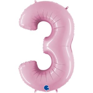 Надувной шар на праздник детям и взрослым «Цифра 3», розовый 102 см