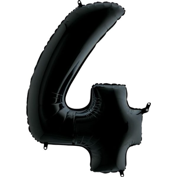 Гелевый шар на праздник «Цифра 4», черный 102 см