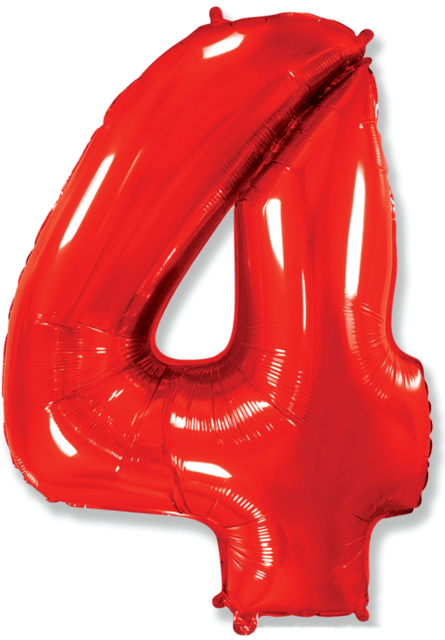 Гелевый шар на праздник «Цифра 4», красный 102 см