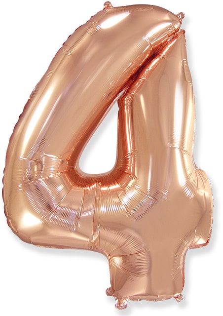 Гелевый шар на праздник «Цифра 4», розовое золото 102 см