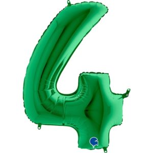 Гелевый шар на праздник «Цифра 4», зеленый 102 см