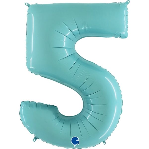 Фольгированный шарик, надутый гелием «Цифра 5», голубой 102 см