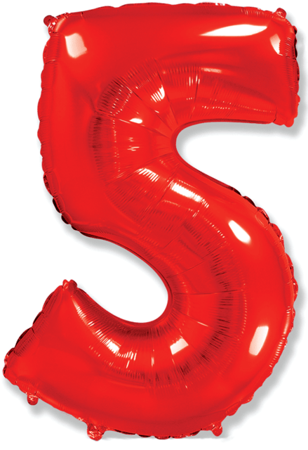 Фольгированный шар, надутый гелием «Цифра 5», красный 102 см