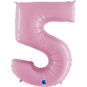 Фольгированный шар, надутый гелием «Цифра 5», розовый 102 см