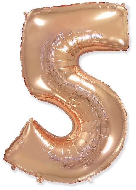 Фольгированный шар, надутый гелием «Цифра 5», розовое золото 102 см