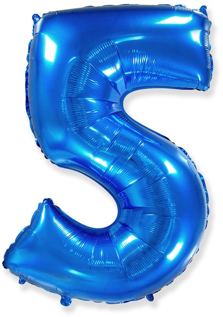 Фольгированный шар, надутый гелием «Цифра 5», синий 102 см