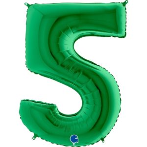 Фольгированный шар, надутый гелием «Цифра 5», зеленый 102 см