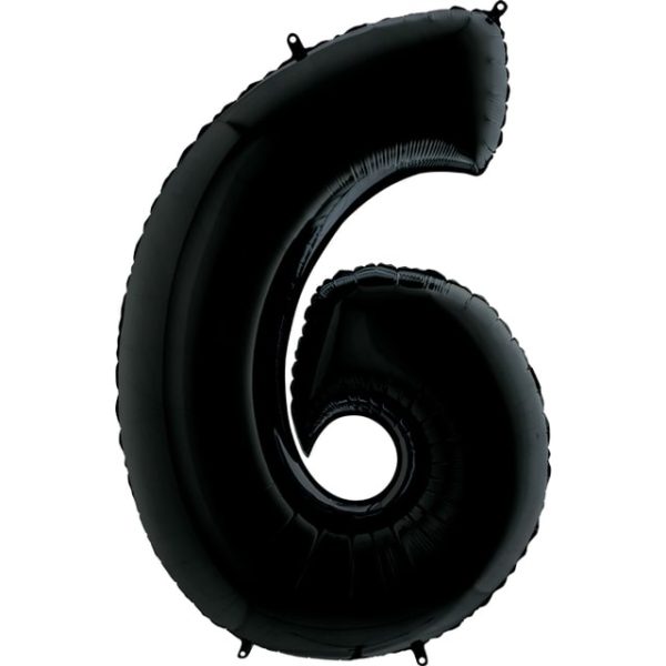 Фольгированный шар для детского и взрослого праздника «Цифра 6», черный 102 см