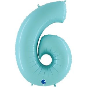 Фольгированный шарик для детского и взрослого праздника «Цифра 6», голубой 102 см