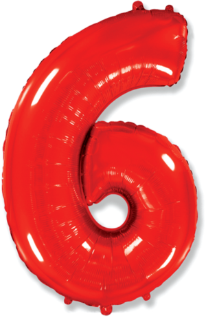Фольгированный шар для детского и взрослого праздника «Цифра 6», красный 102 см