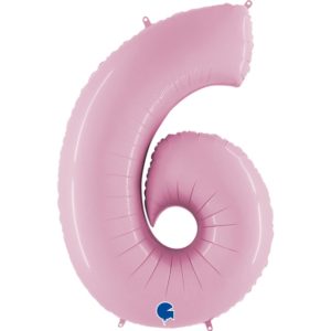 Фольгированный шар для детского и взрослого праздника «Цифра 6», розовый 102 см