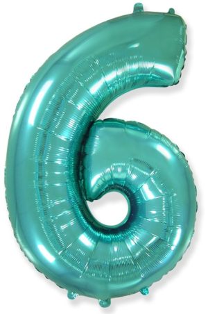 Фольгированный шар для детского и взрослого праздника «Цифра 6», тиффани 102 см