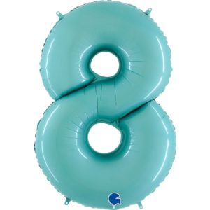 Фольгированный шар для оформления праздника «Цифра 8», голубой 102 см