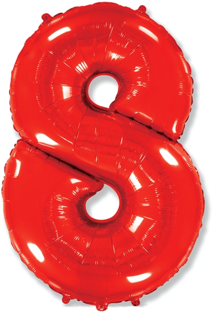 Фольгированный шар для украшения праздника «Цифра 8», красный 102 см