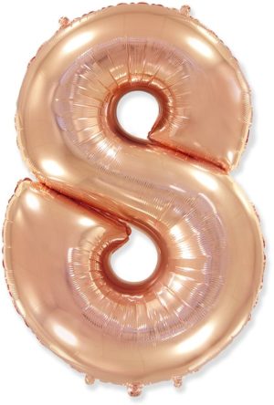 Фольгированный шар для украшения праздника «Цифра 8», розовое золото 102 см