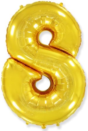 Фольгированный шар для украшения праздника «Цифра 8», золото 102 см