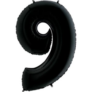 Шар, надутый гелием, для оформления праздника «Цифра 9», черный 102 см