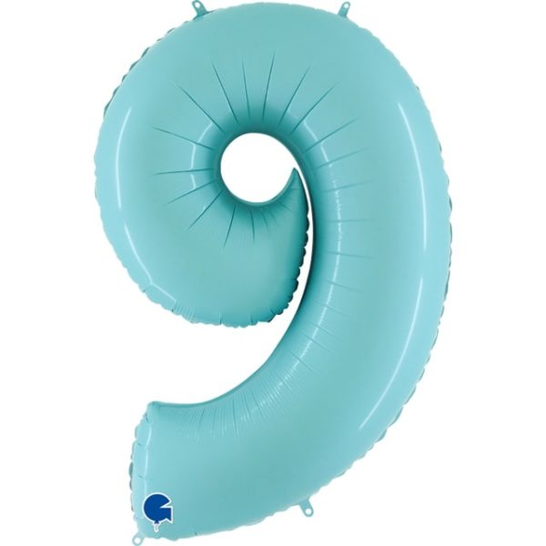 Шар для оформления праздника «Цифра 9», голубой 102 см