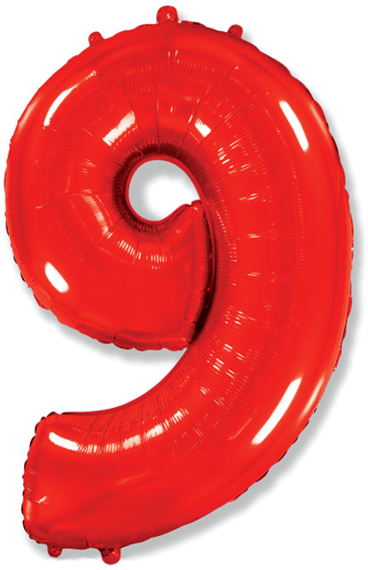 Воздушный шар для оформления праздника «Цифра 9», красный 102 см