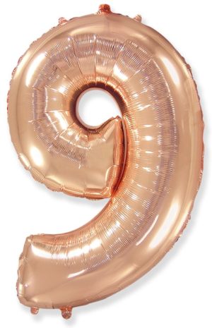 Фольгированный шар для оформления праздника «Цифра 9», розовое золото 102 см