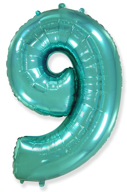 Фольгированный шар для оформления праздника «Цифра 9», тиффани 102 см